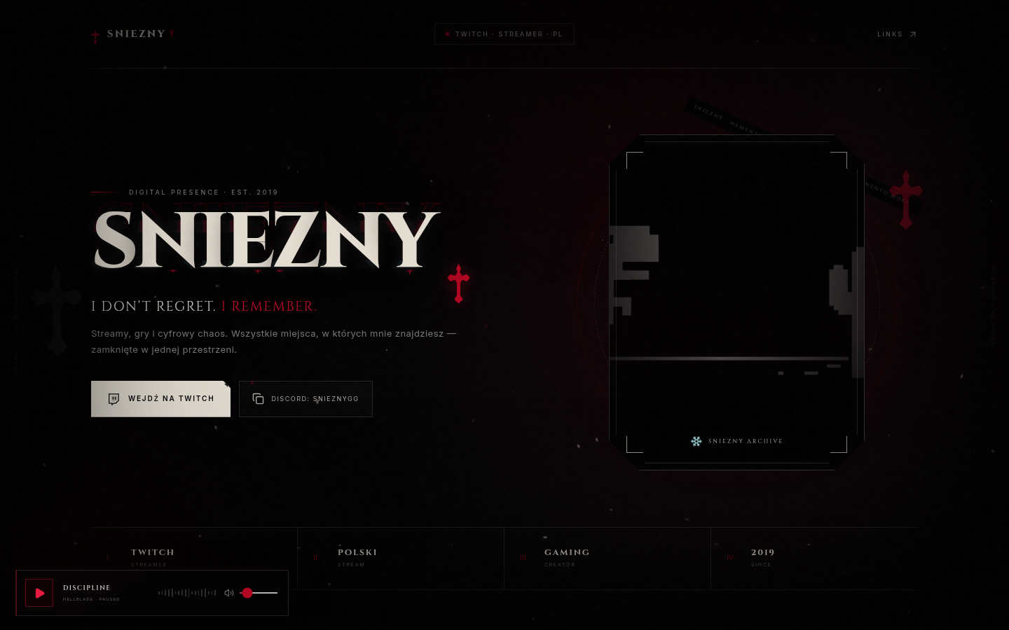 Podgląd gotyckiej bio-strony Snieżnego